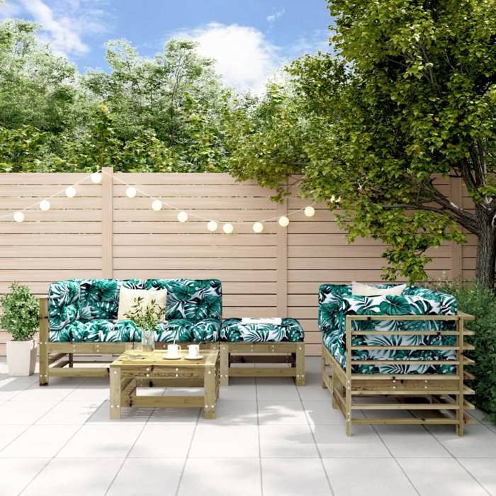 VidaXL Salon de jardin 6 pcs bois de pin imprégné - vue 2
