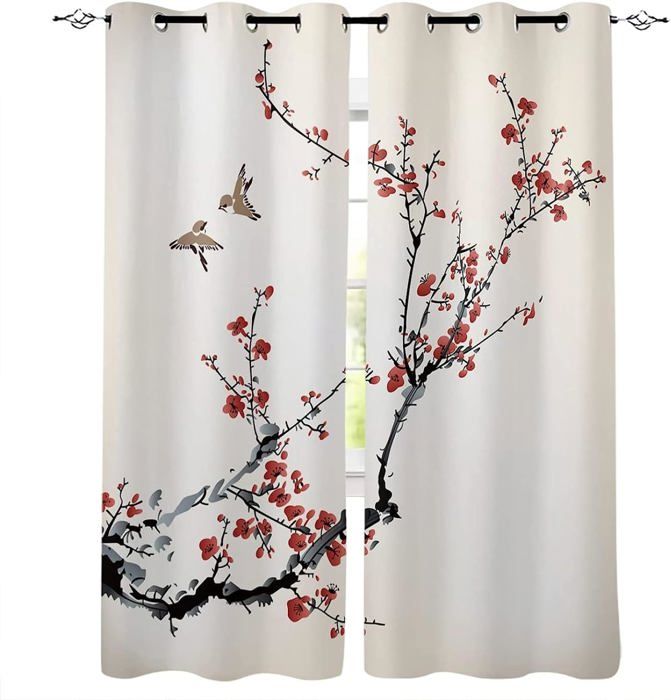 Rideau Photo Coulant Sur Mesure - Fleurs Abstraites Sur Fond Blanc - Style Moderne - Neuf