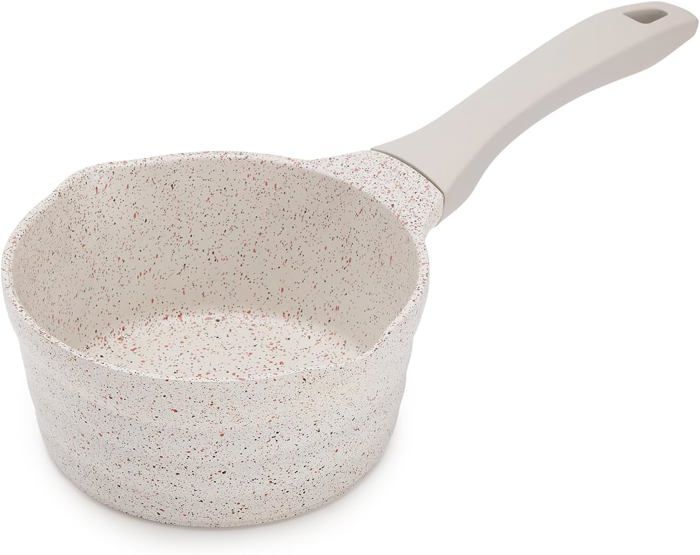 Zanetti - Pierre Rare, Casserole Antiadhésive En Aluminium Effet Pierre, Poignées Soft Touch, Diamètre 24 Cm, Fabriquée En Italie