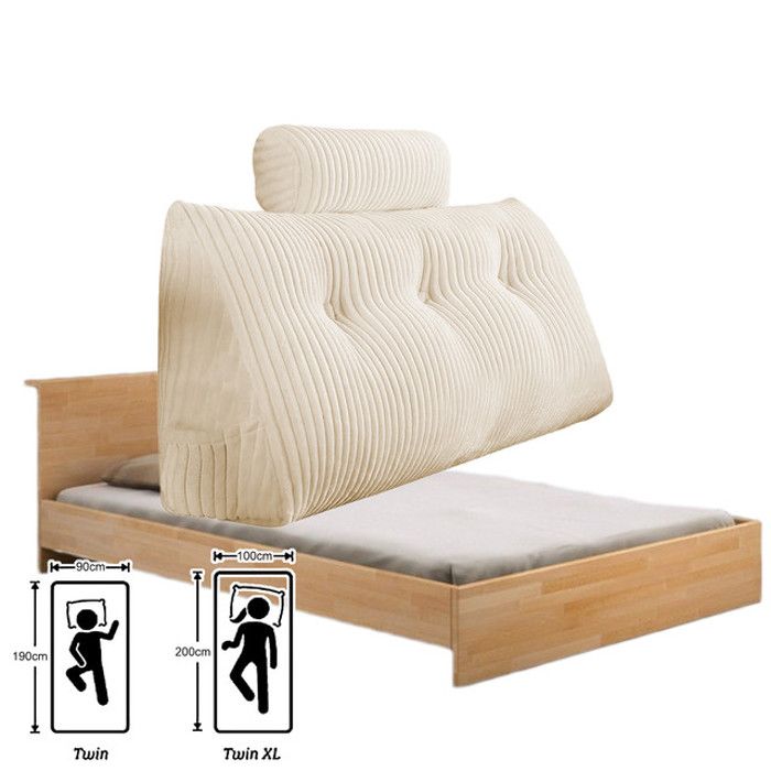 Coussin De Lecture Pour Lit Et Canapé - Housse Amovible Lavable, Soutien Lombaire - Taille 100x45x12cm, Orange