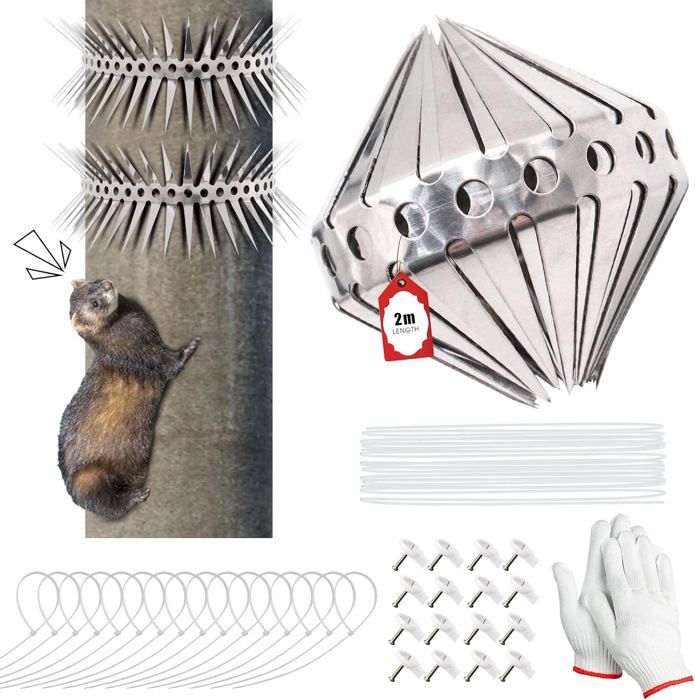 Protection Anti-Martres IUKUNNE Pour Tuyaux Et Arbres - Acier Inoxydable, 100cm