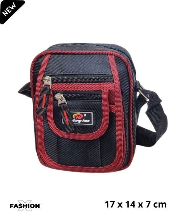 Sacoche homme - MAROMAX - Multi poches - Synthétique - Rouge - Sangle réglable