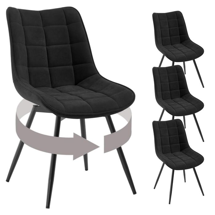 Lot de 4 Chaises Pivotantes Salle à Manger WOLTU Chaises de Cuisine en Velours Pieds en Métal Noir W0ATT1018-4 Lot de 4 Chaises Pivotantes Salle à Manger WOLTU Chaises de Cuisine en Velours Pieds en Métal Noir W0ATT1018-4