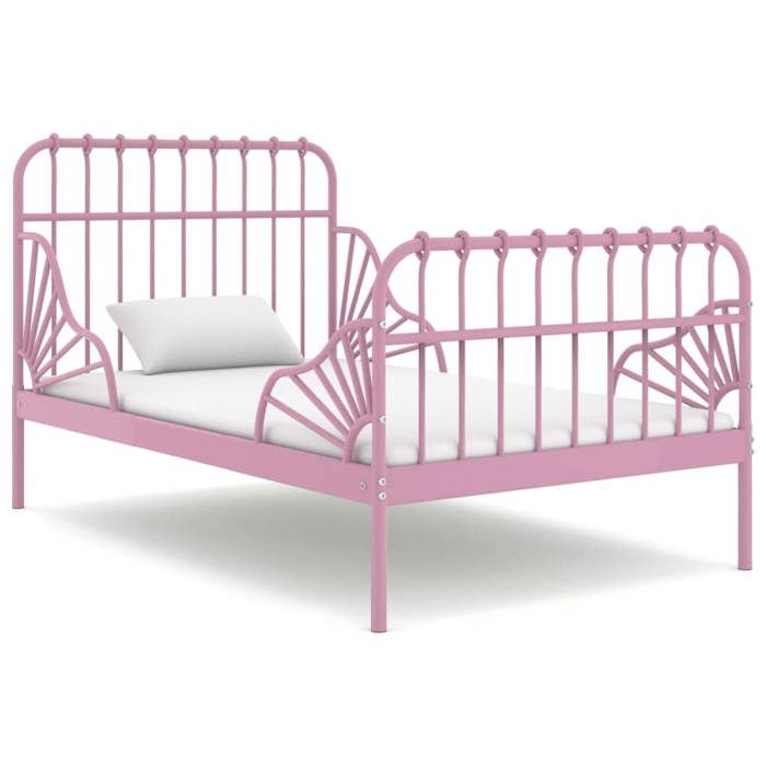 Lit classique simple - Cadre de lit extensible - sans matelas - rose métal 80x130/200 cm DECO JA8263082