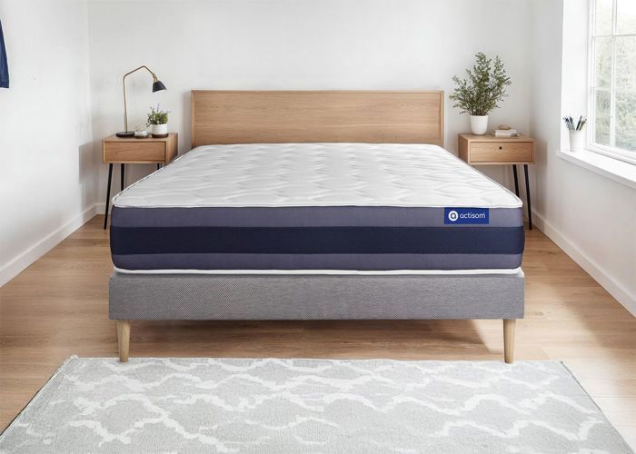 Ensemble Matelas Sommier 180x190 cm - Actilatex Morpho - Sommier Kit Gris