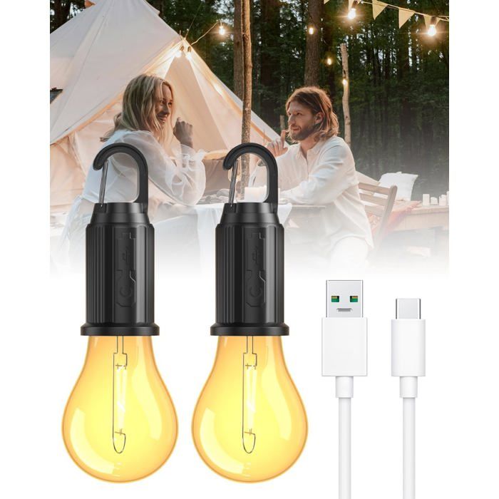 Lampe De Camping Lepro Rechargeable USB - 7 Modes (Blanc + RGB) Pour Tente Et Urgences
