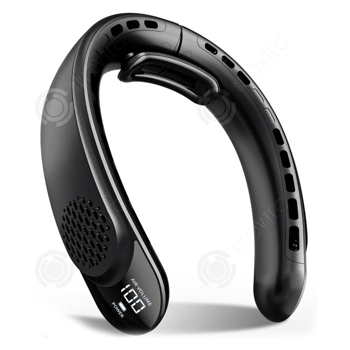 INN Ventilateur de cou sans fil 4000mah noir 4800rpm 7300rpm 3 vitesses réglables avec affichage numérique réglable éventail de cou - Passionova