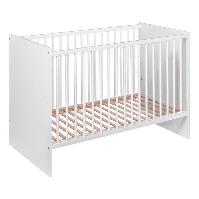PAULA Lit bébé évolutif à barreaux vernis écologique design moderne Blanc 120x60 cm
