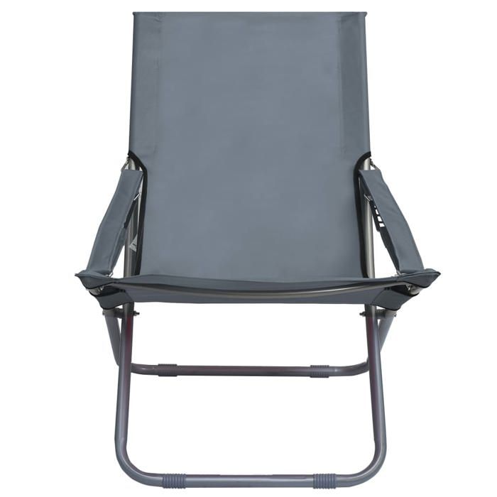 NEW 2025 CHAISE JARDIN - GKK - Fauteuils pliables de plage - lot de 2 - Tissu Gris - size:58x76x88 cm @@1348