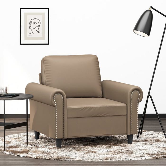 CLARENCE® Fauteuil - Chiase-Canapé - 1 place - Cappuccino 60 cm - Similicuir LL979