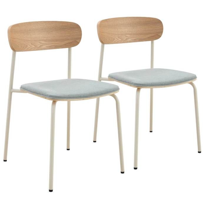 Lot de 2 chaises empilables en bois bleu clair Lexy - Oviala Lot de 2 chaises empilables en bois bleu clair Lexy - Oviala