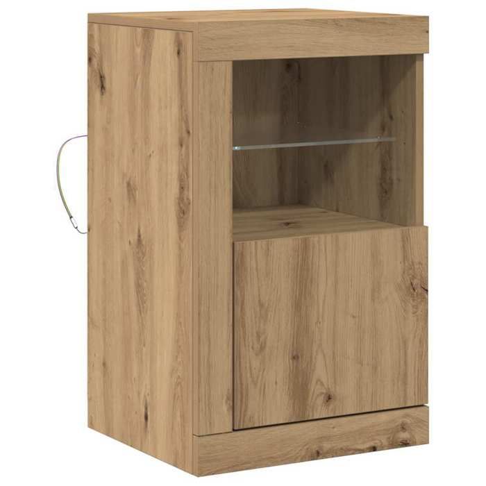 YUN@Buffet Bas Bahut Armoire Commode Sidebord avec lumières LED Chêne artisanal 41x37x67 cm @1939@