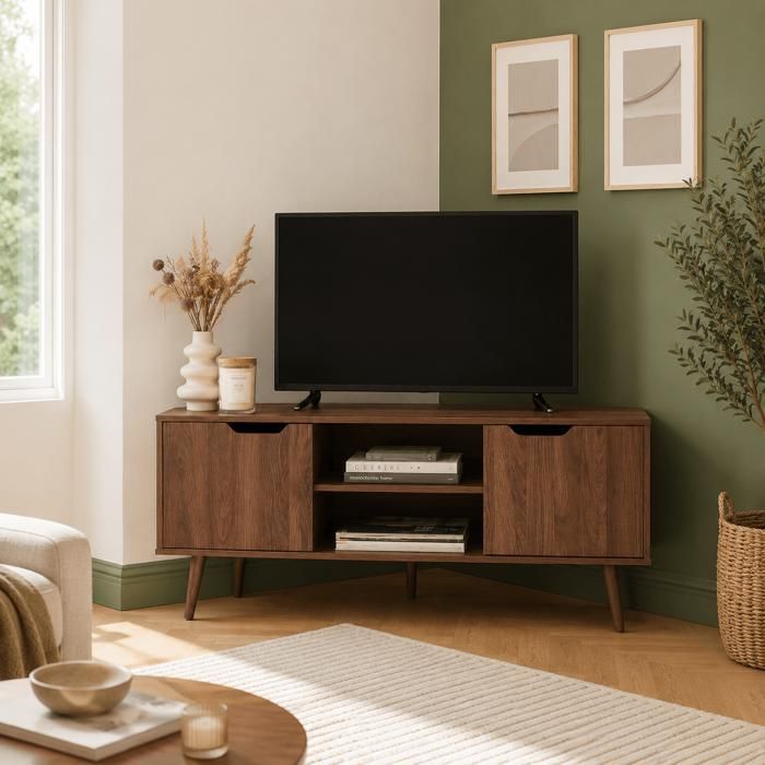 Meuble TV dangle LYNA effet noyer 115cm - Bois