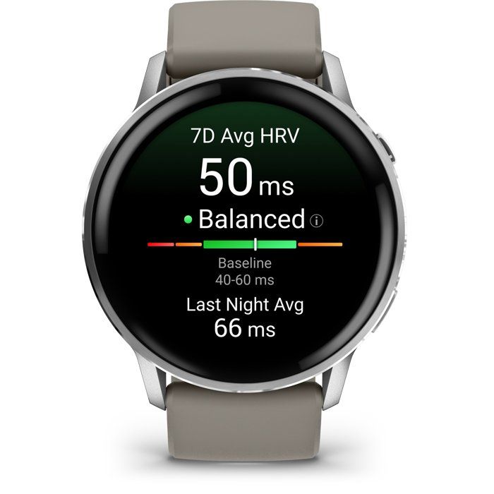 Montre GPS connectée - GARMIN - Venu 4 - 45 mm (1 4) - Silver avec bracelet en silicone gris