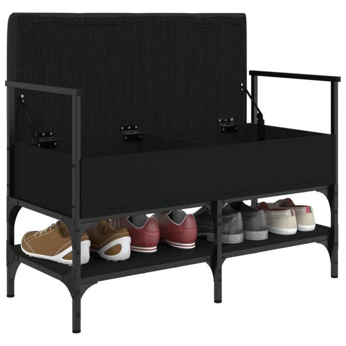 MGH - TOP Banc de rangement à chaussures - Meuble de couloir - noir 85 5x42x57 5 cm - bois dingénierie MM530