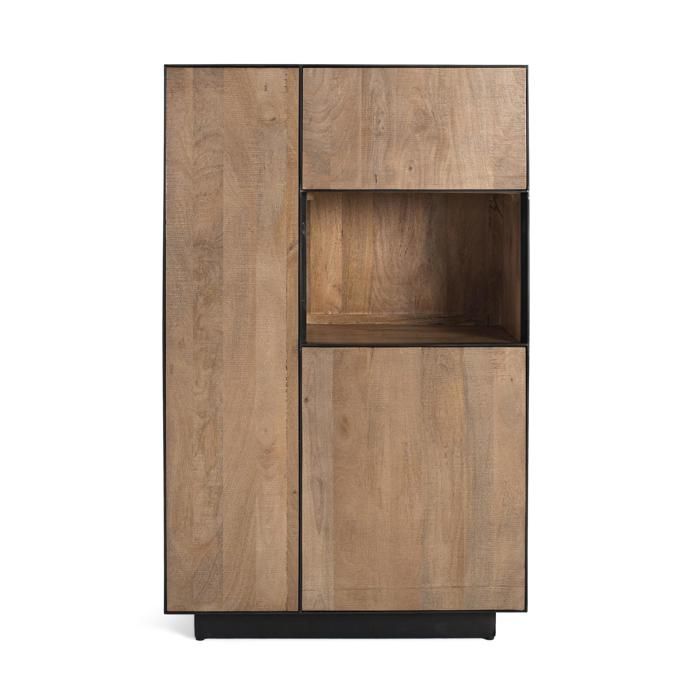 Buffet en bois de manguier - GINER Y COLOMER - 190 cm - Naturel - Trois portes - Étagère ouverte - Structure en fer noir Buffet en bois de manguier - GINER Y COLOMER - 190 cm - Naturel - Trois portes - Étagère ouverte - Structure en fer noir