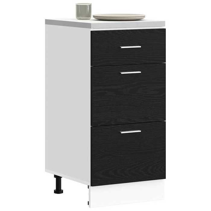 Meuble de cuisine bas - vidaXL - Riga - Chêne noir - 40x46x815 cm - Grand espace de stockage - Avec tiroir - Durable