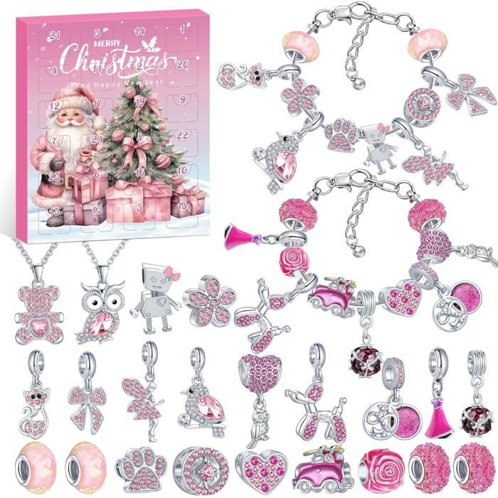 Lot De 12 Bracelets De Noël – Calendrier De L'Avent – Bijoux Réglables – En Polyester – Idéal Pour Offrir En Famille