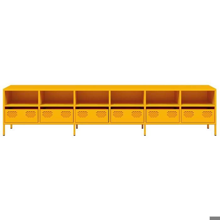 NEUF Armoire TV - Jaune - Meuble TV - TABLE TV - jaune moutarde 202x39x43 5 cm - acier laminé à froid TT3082