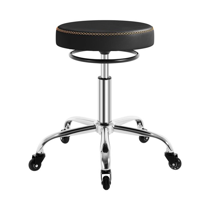 Tabouret Bureau en PU - WOLTU Tabouret Hauteur Réglable - Roulettes en Caoutchouc - Noir