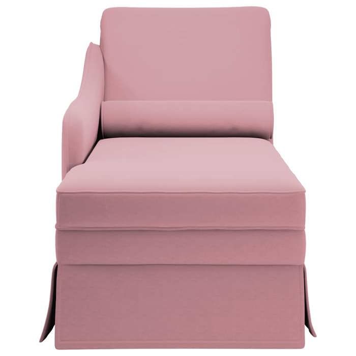 TOP 2026 Fauteuil long - MODERNE - 1 PLACE - avec traversin et accoudoir droit rose velours - 145x56x70 cm FF5252