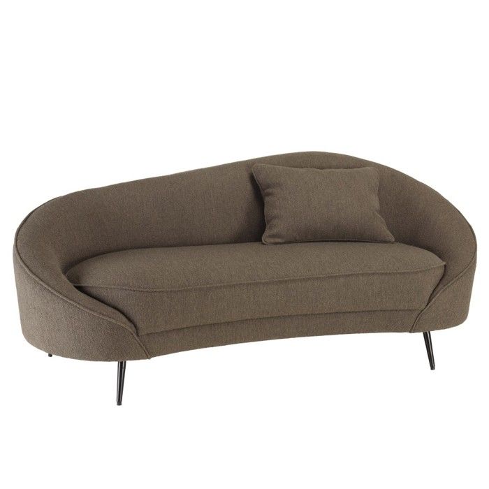MACABANE LEOPOLD - Canapé 3 p. tissu bouclette taupe dossier incurvé pieds métal LEOPOLD MACABANE LEOPOLD - Canapé 3 p. tissu bouclette taupe dossier incurvé pieds métal LEOPOLD