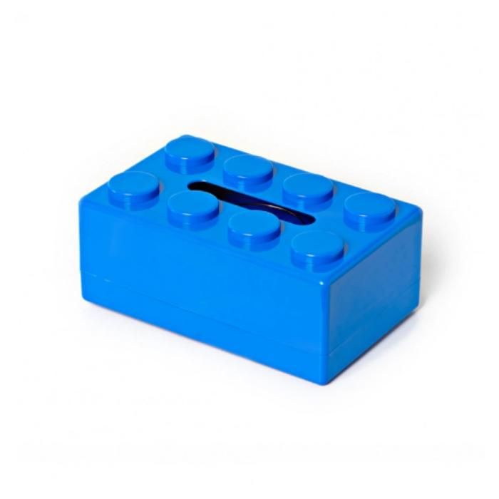 Boîte à mouchoirs composée de blocs de construction empilables idéale pour le salon ou la salle à manger-bleu