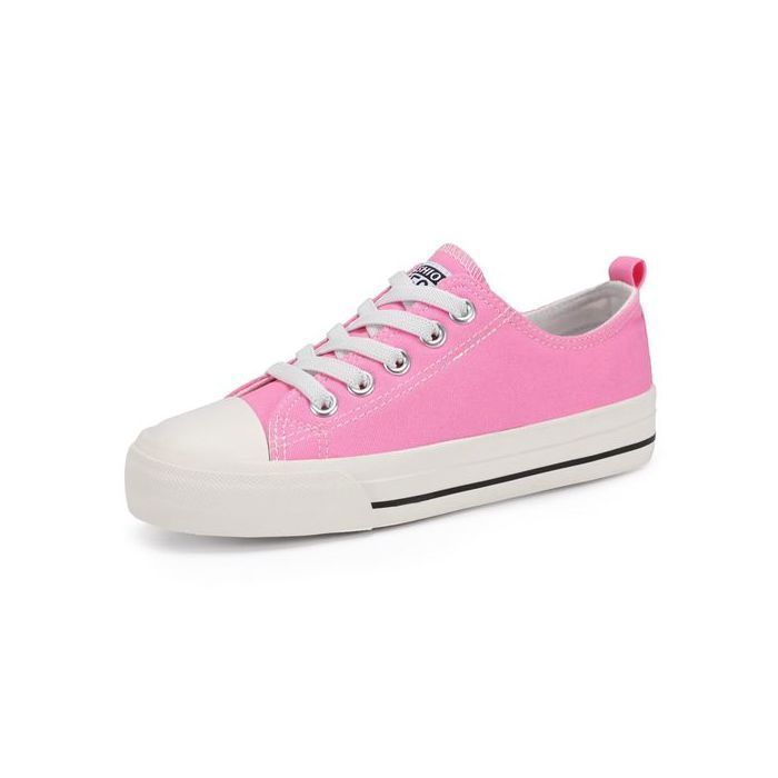 CASBEAM Baskets en Toile Enfants Chaussures de Salle de Sport Tennis Ecole à Lacets Semelle Antidérapante Rose Taille 38 EU Unisexe