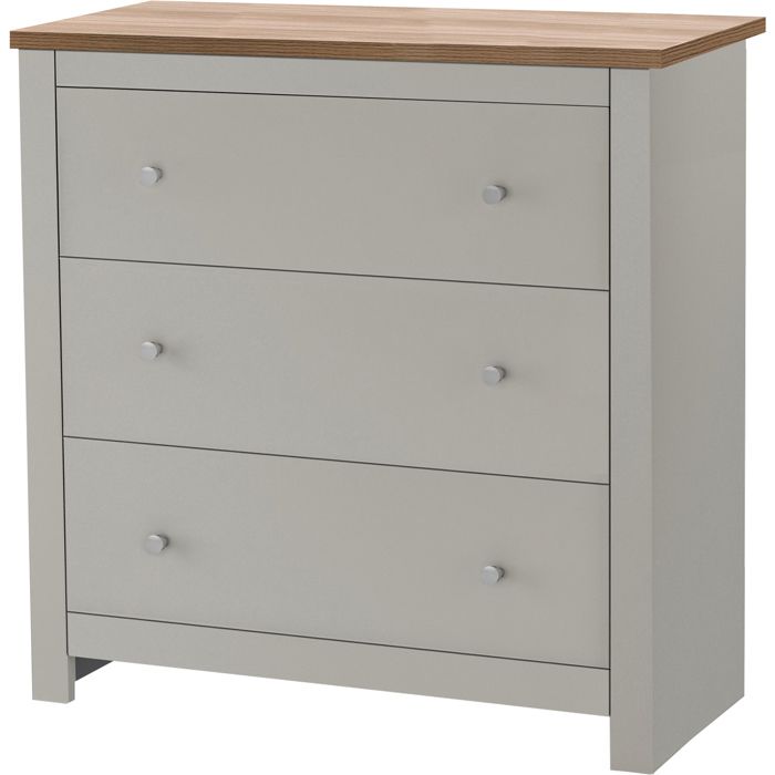 Emerald - Commode Avec 3 Tiroirs En Effet Chêne Crème