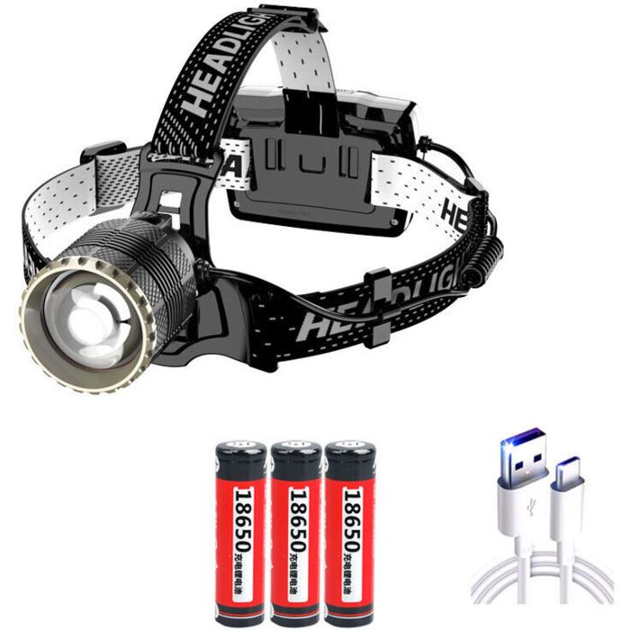 Lampe frontale - PZCC - PZCC - 12 000 lm - Rechargeable USB - Portée 1500 m