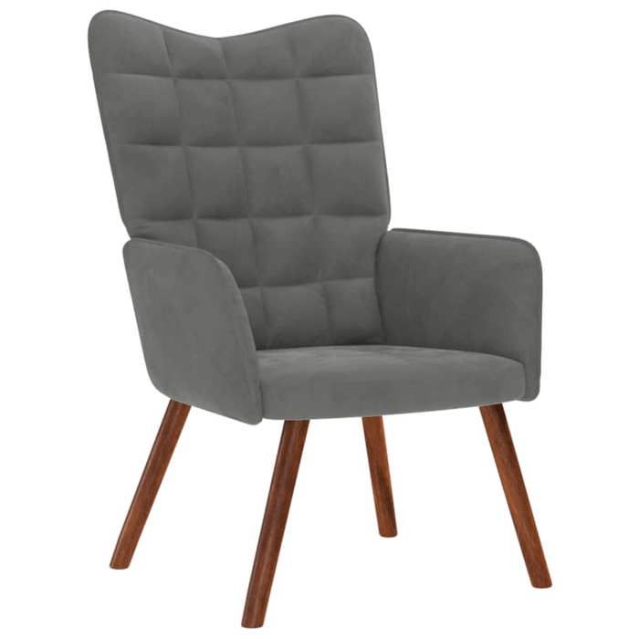 Gris Chaise de relaxation Gris foncé Velours - Fauteuil simple H17461
