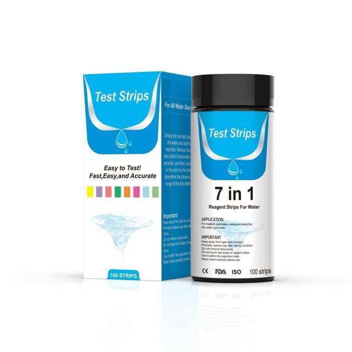 Bandelettes de test pour aquarium - Virex® - 7 en 1 - pH - Nitrites - Nitrates - Dureté totale - Chlore libre