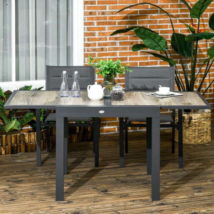 Table de jardin extensible rectangulaire aluminium Beige Maisentiel