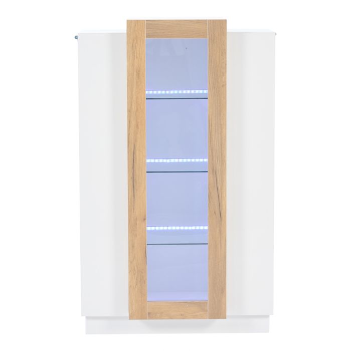 Vitrine LED 120 cm 3 portes transparentes étagères en verre 1 tiroir meuble de rangement laqué brillant Vitrine LED 120 cm 3 portes transparentes étagères en verre 1 tiroir meuble de rangement laqué brillant