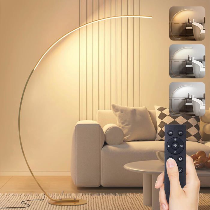 Lampadaire Sur Pied Salon Led Lampadaire Arc Mable 25W Moderne Lampe Sur Pied Led Avec Télécommande 1800Lm 3000K-6000K[LL317]