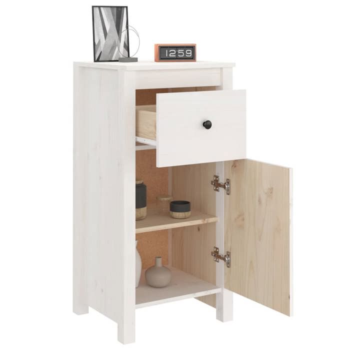 Blanc Commode Salon CHIC Buffets 2 pcs Enfilade rangement blanc 40x35x80 cm bois massif de pin N9777