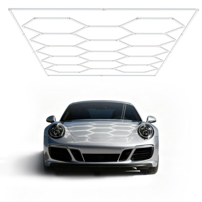 XMTECH Hexagon Series - Plafonnier LED hexagonal - 14 modules avec cadre - 6500K froid - Garage atelier IP44