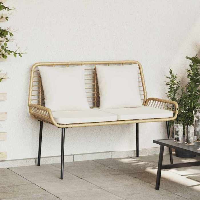 Marron Banc de jardin Marron et Crème polyrotin - Meuble de balcon LV59309