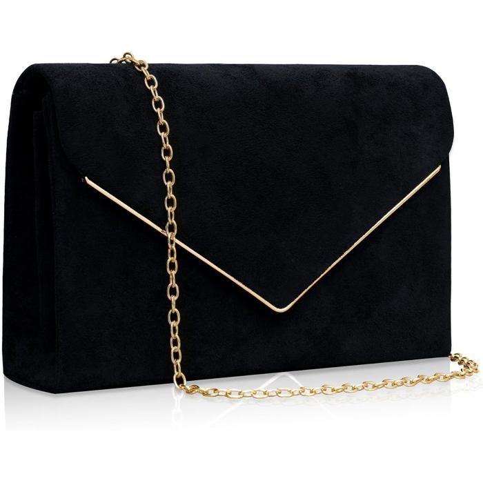 Sac À Main Femme Daim Avec Chaîne Amovible Pochette Et Clutch En Format Enveloppe