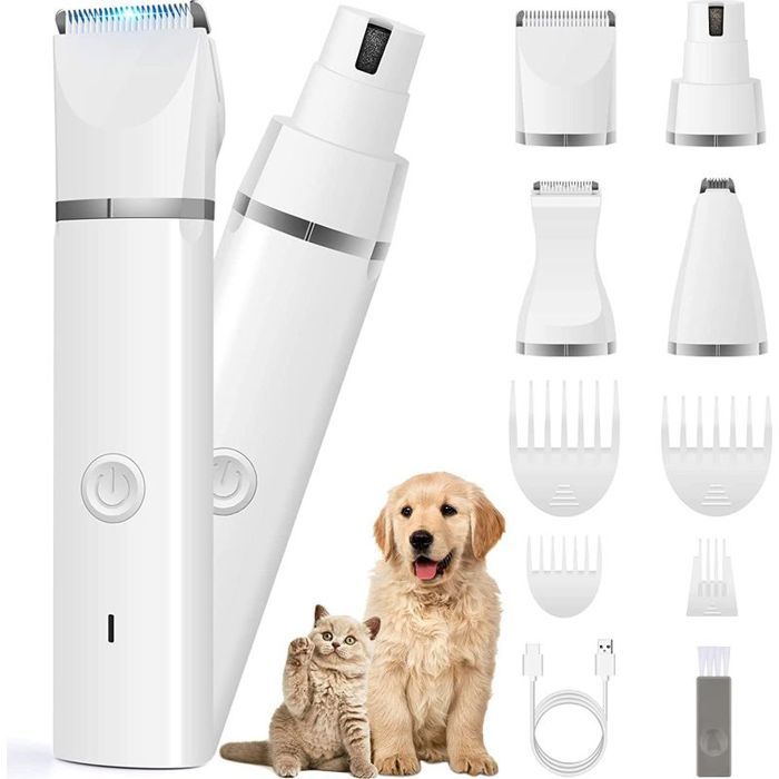 Tondeuse pour chien kit de toilettage tondeuse à poils tondeuse à pattes silencieuse rechargeable sans fil broyeur à ongles s