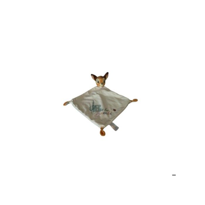 Doudou Bambi le faon plat blanc rayures vert - Disney