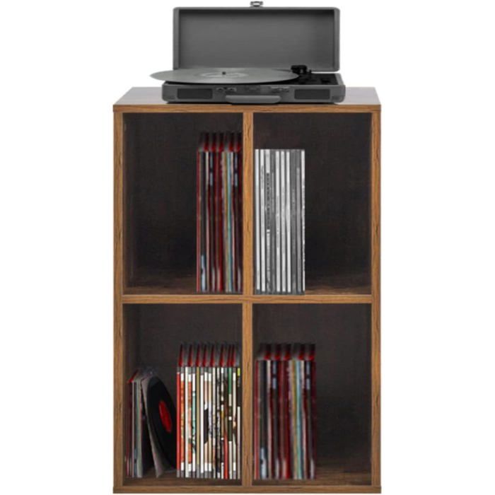 VDD Armoire pour disques Vinyle LP Couleur Noyer Brun Support Tourne-Disque Salon