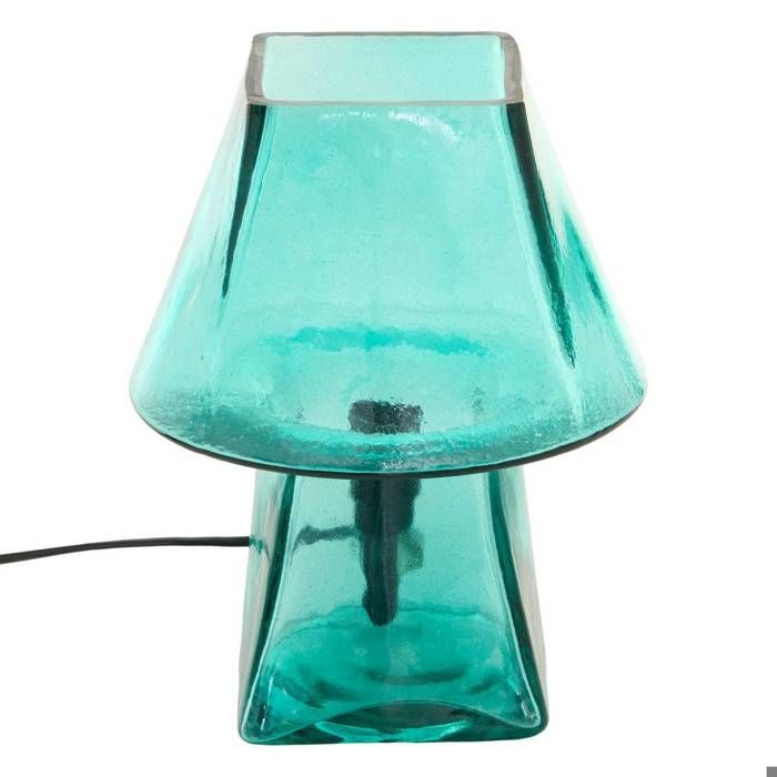 Lampe champignon Elita H.26cm en verre bleu - Atmosphera Créateur dintérieur