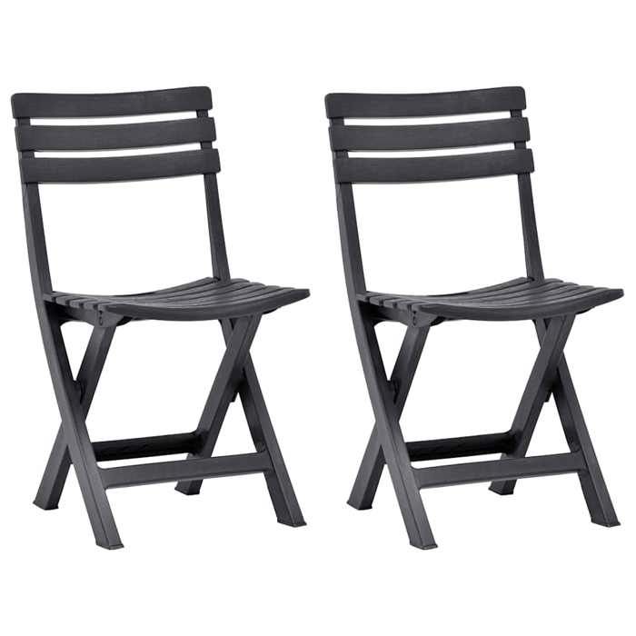 Moderne Chaises pliantes lot de 2 en plastique - anthracite - 110 kg/siège - 44x41x78 cm - Siège de jardin @FR4367