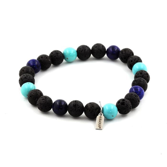 Bracelet femme mult-rangs, perre laps lazul, perles de crstal