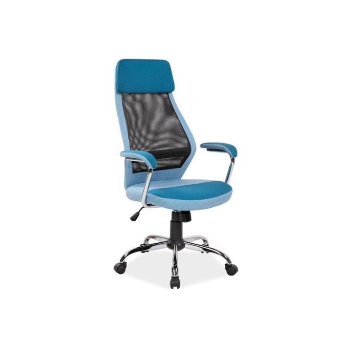 chaise de bureau à roulettes - q336 - 65 x 50 x 117 cm - bleu