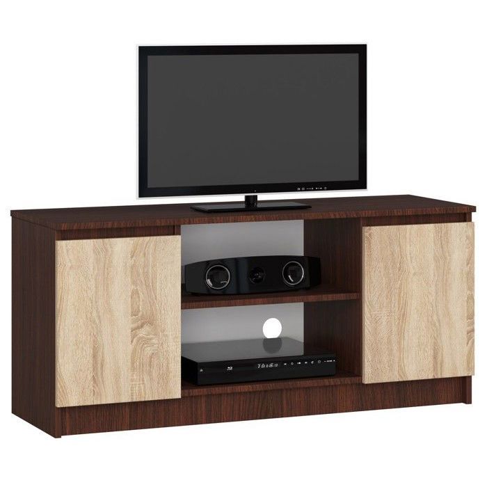 Meuble TV AKORD - Marque AKORD - Wengé - 120x40x55 cm - 2 portes - 2 étagères Meuble TV AKORD - Marque AKORD - Wengé - 120x40x55 cm - 2 portes - 2 étagères