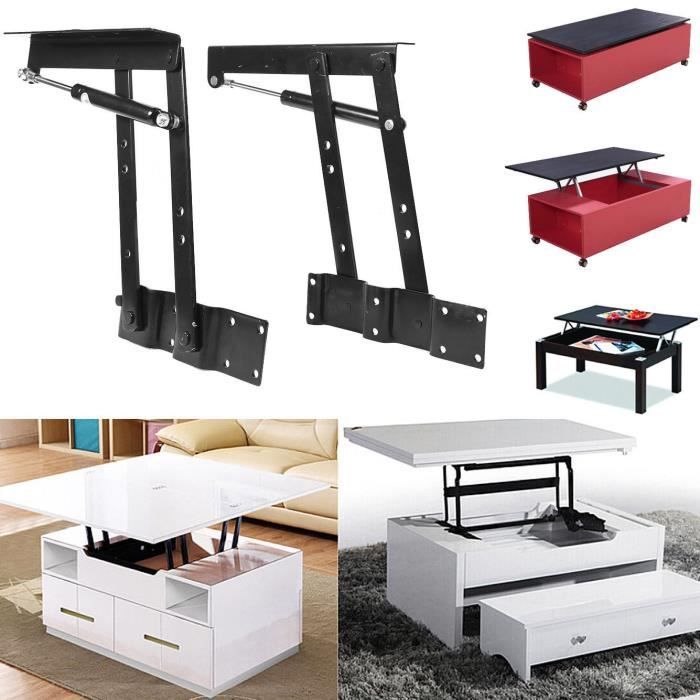 Mécanisme de table basse à levage - MEI - Noir - Contemporain - Design - Capacité de charge 50kg - Acier robuste