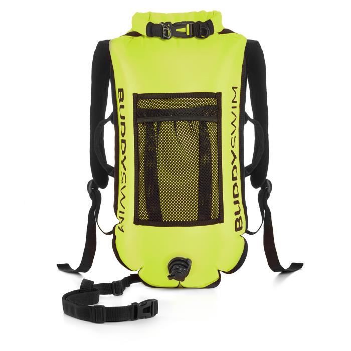 Bouée de sécurité BuddySwim - Jaune - Adulte - Homme - Natation - Transformable en sac à dos