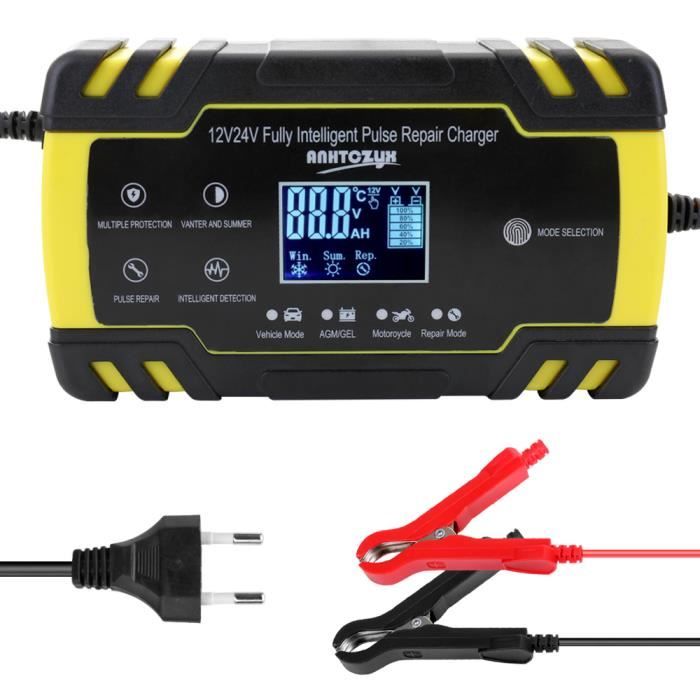 Mini Chargeur De Batterie Portable De Voiture Portable 12v 24v De Taille Avec Chargeur De Cellule Automatique De Moto Avec Affic Cdiscount Auto